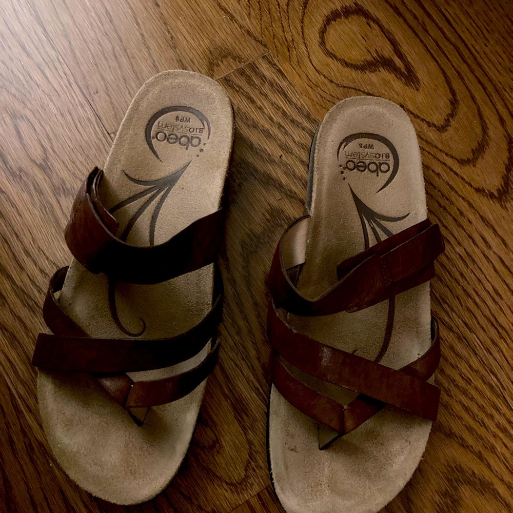 Abeo leather orthotic sandals.  Bryce Size 8P corrects over pronation.